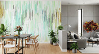 Teal Rain Geometric Spring Fall Wall Mural