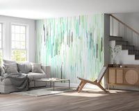 Teal Rain Geometric Spring Fall Wall Mural
