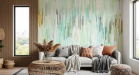 Teal Rain Geometric Spring Fall Wall Mural