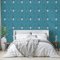 The New Twenties wallpaper with bold teal and shimmer

