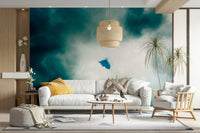 A calming space wallpaper mural that defines a room.

