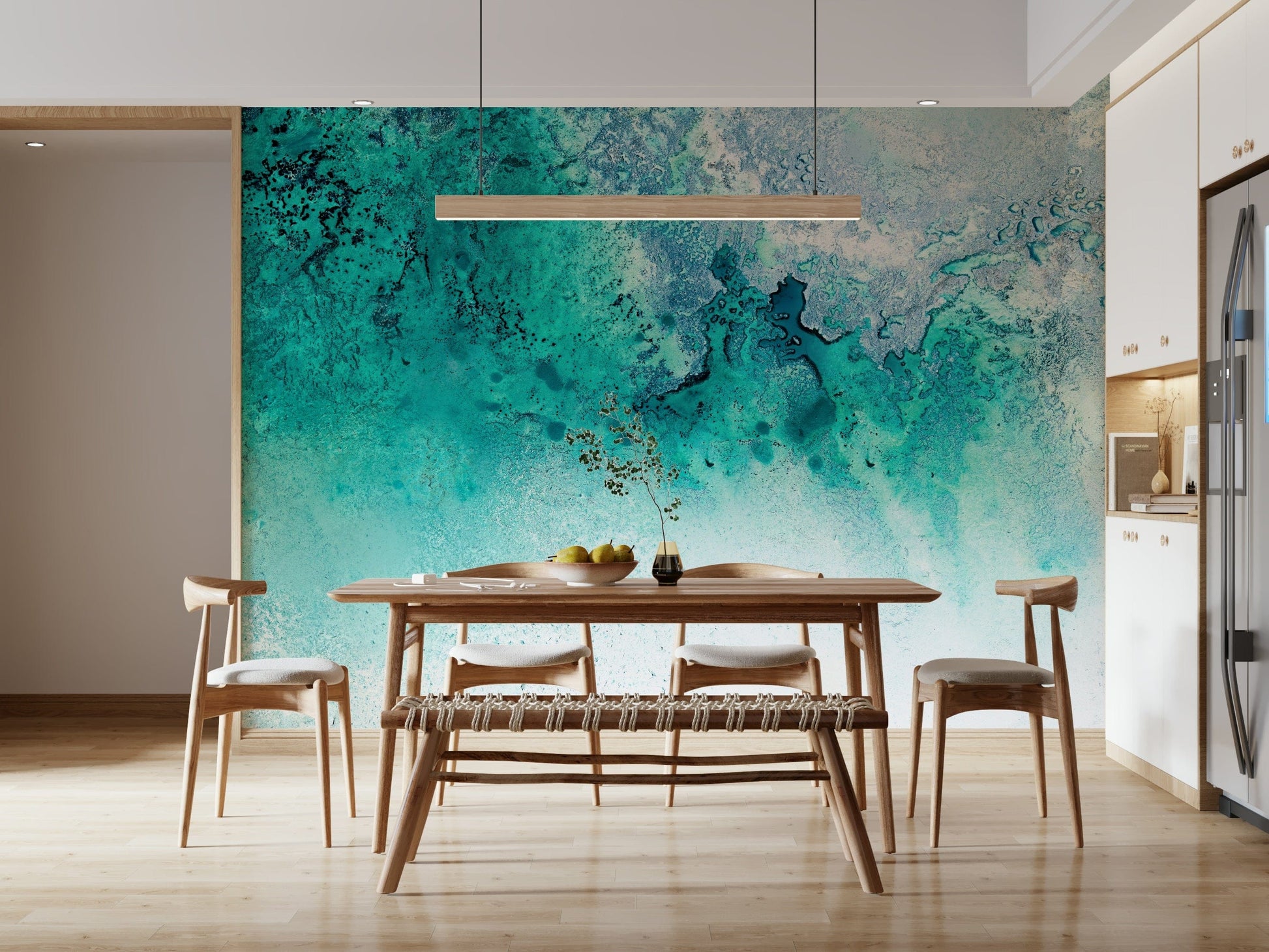 An artistic nature seascape mural for home decor.