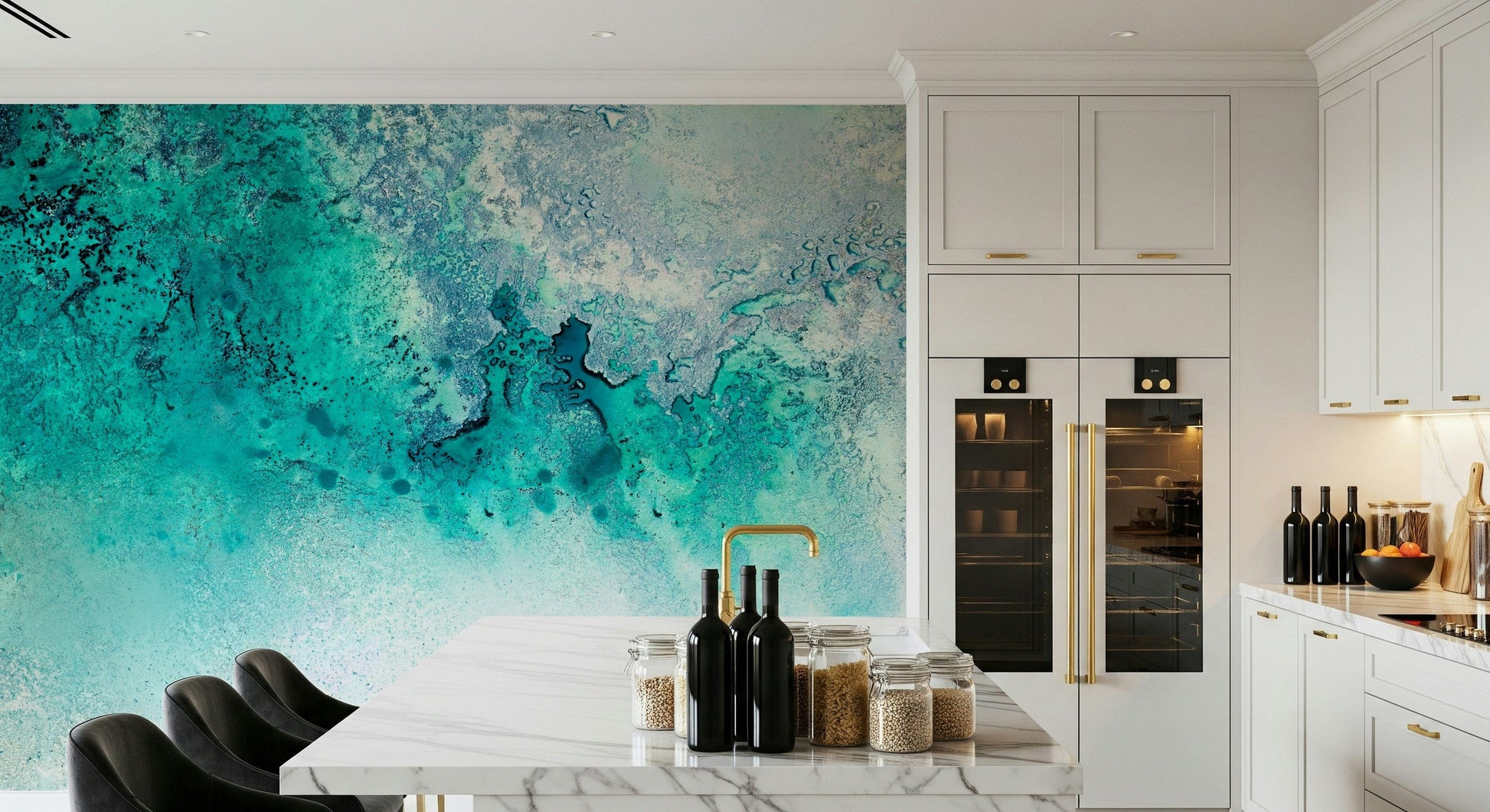 A contemplative gentle wave wallpaper mural for a feature wall.