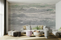 An angled shot of the mural's gentle color palette.

