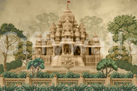 Divine Devalaya wall mural with decorative pillars and traditional styling