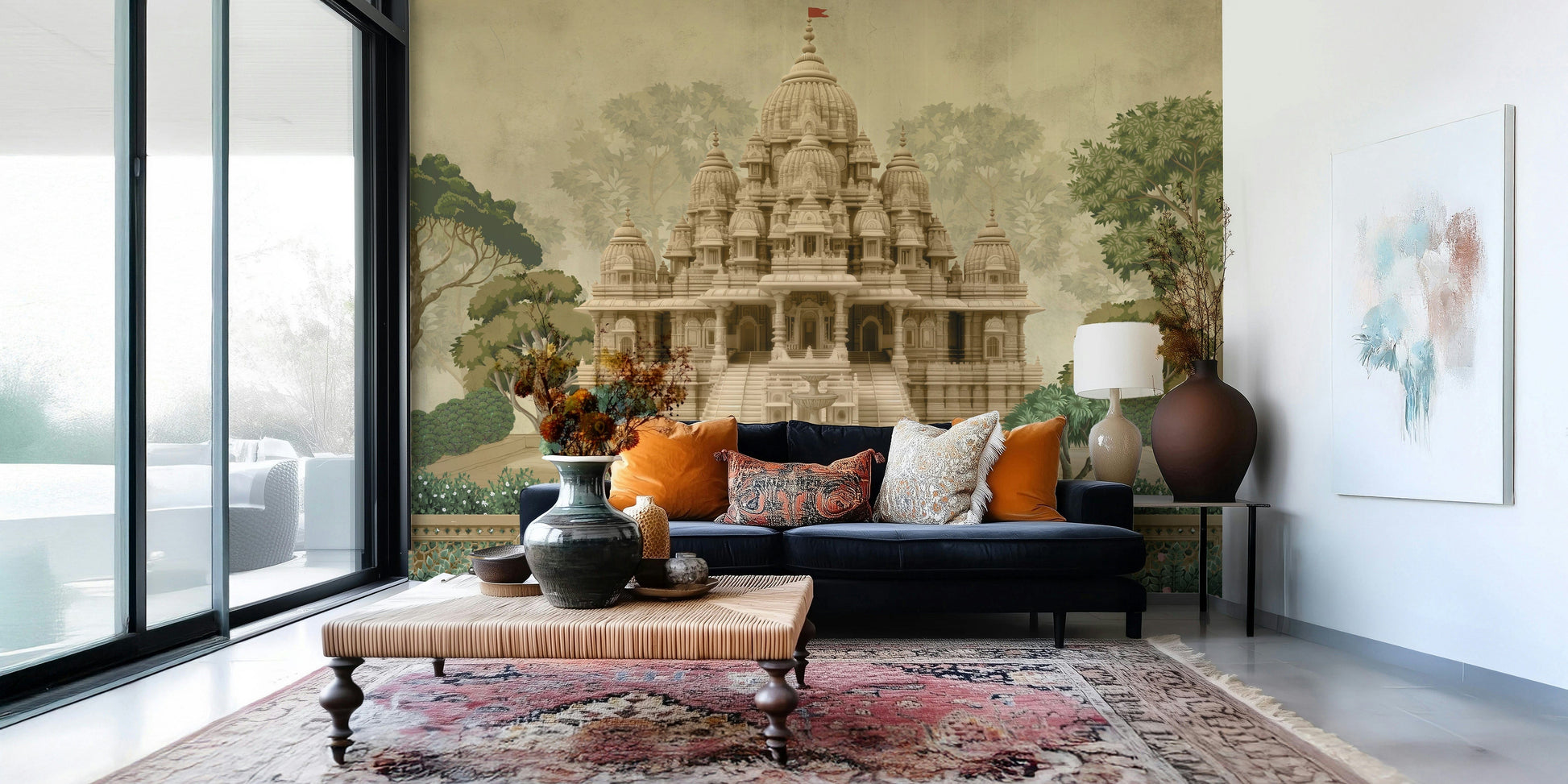 Divine Devalaya mural artwork with heritage-style elements and symmetry