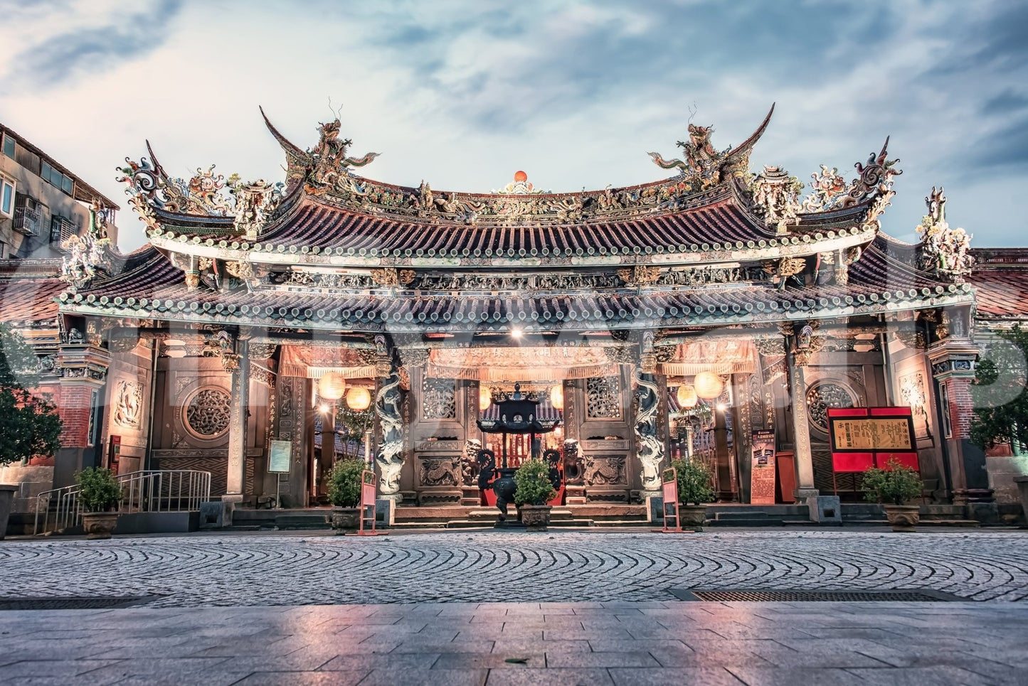 Temple Twilight Wall Mural