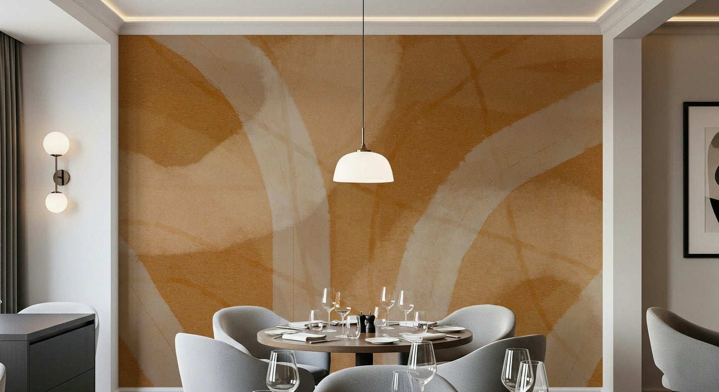 A graceful subtle texture wall mural in warm, natural tones.