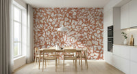 Stone terrazzo wall mural. Chunky white aggregate scattered pattern.