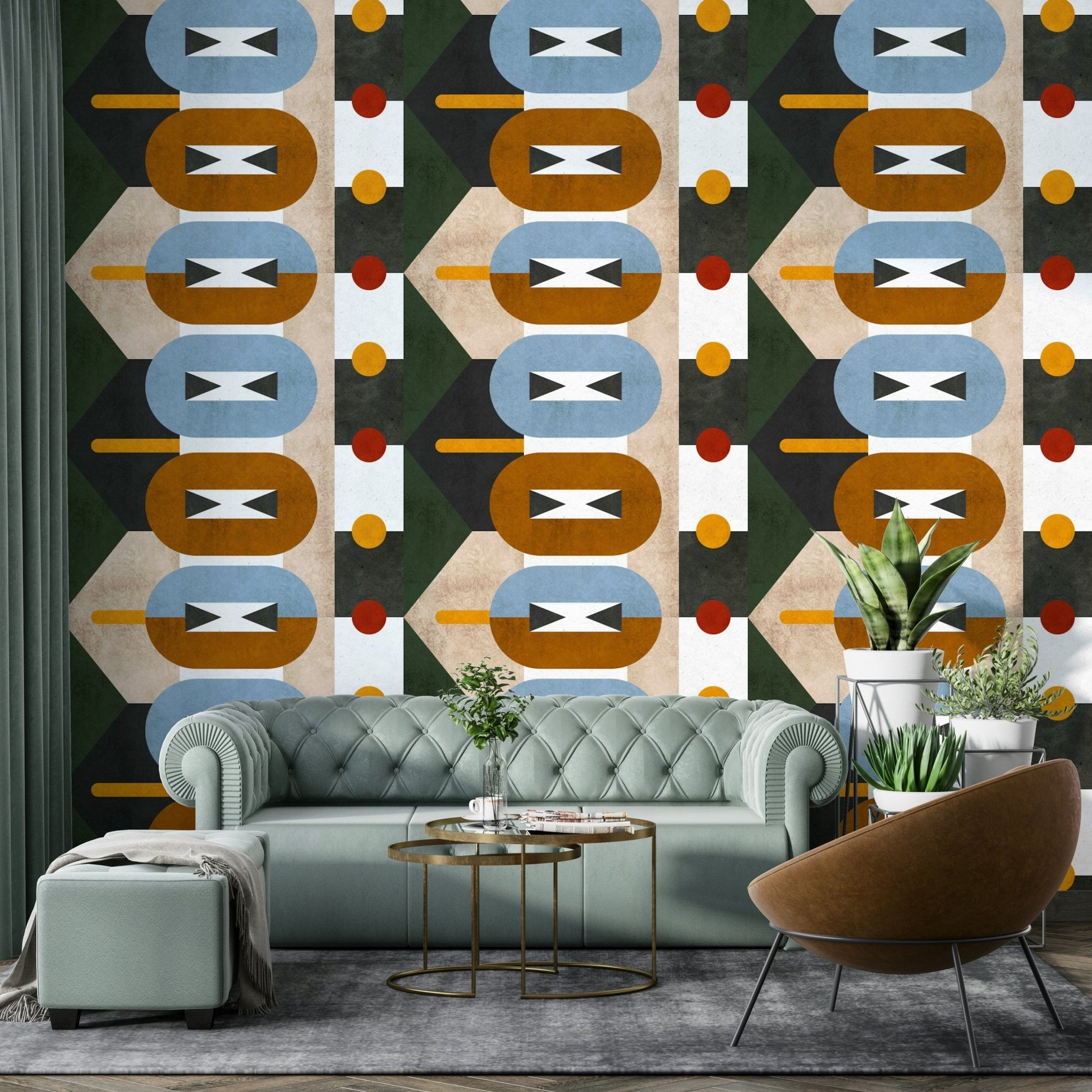 Wallpaper for walls with natural color blocks

