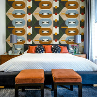 Earthy geometric wallpaper for calm interiors

