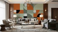 Abstract terracotta and gray wallpaper mural ideal for modern living rooms or offices.