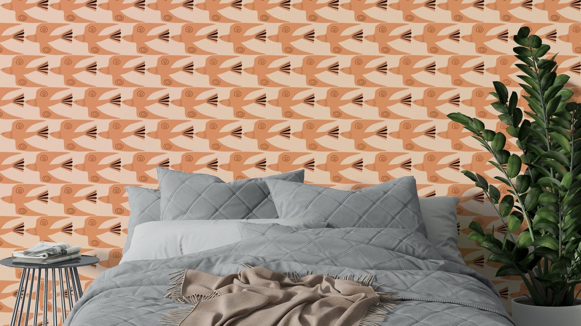 Terracotta doves mural wallpaper
