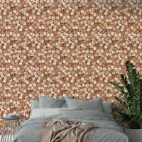 Elegant rustic floral wallpaper with copper accents

