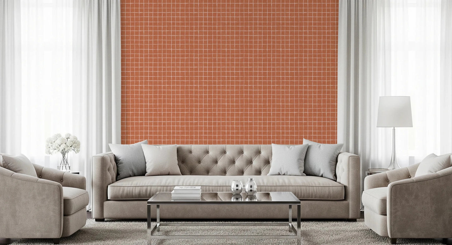 Terracotta Grid Wallpaper⁠