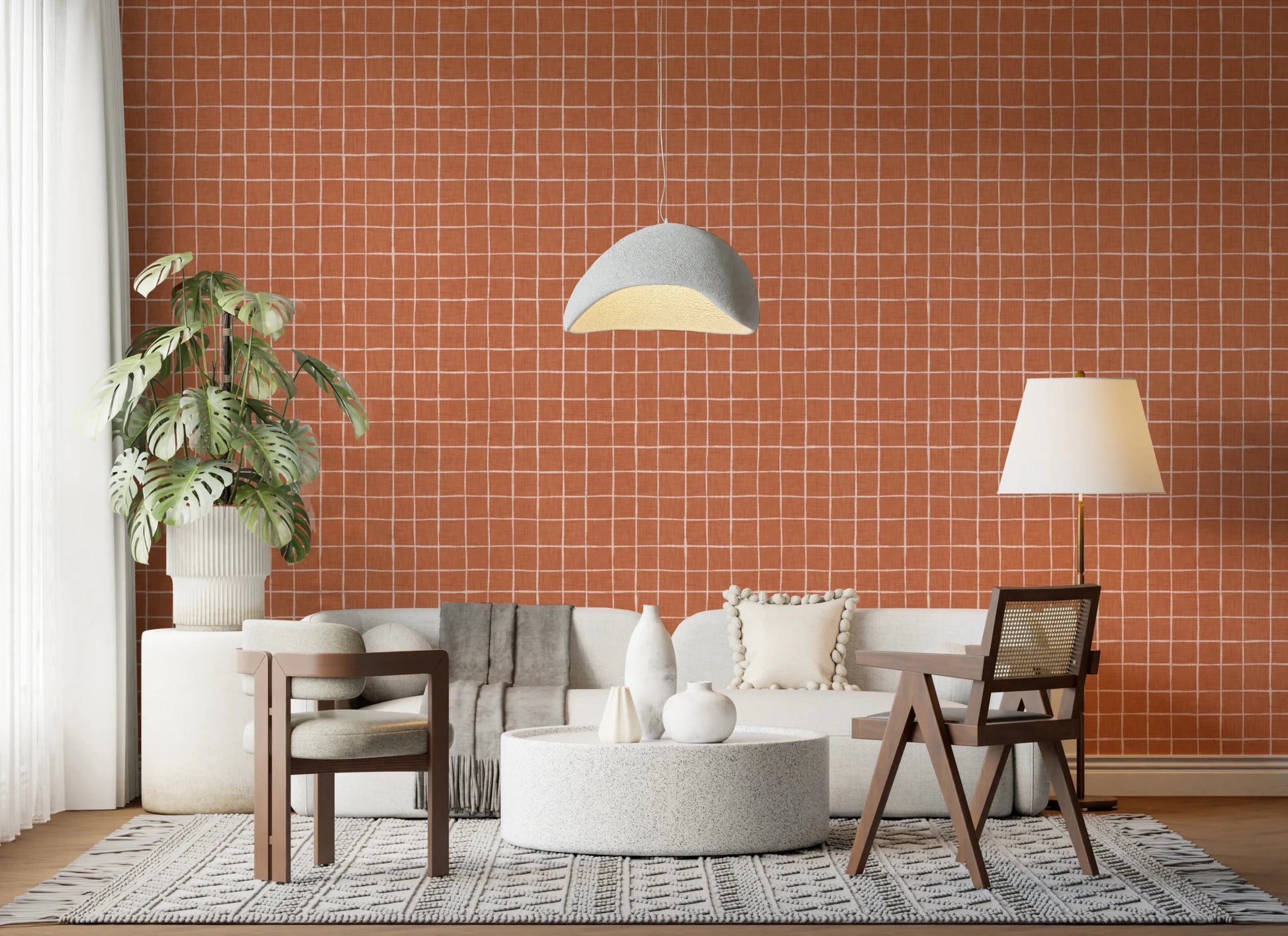 Terracotta Grid Wallpaper⁠