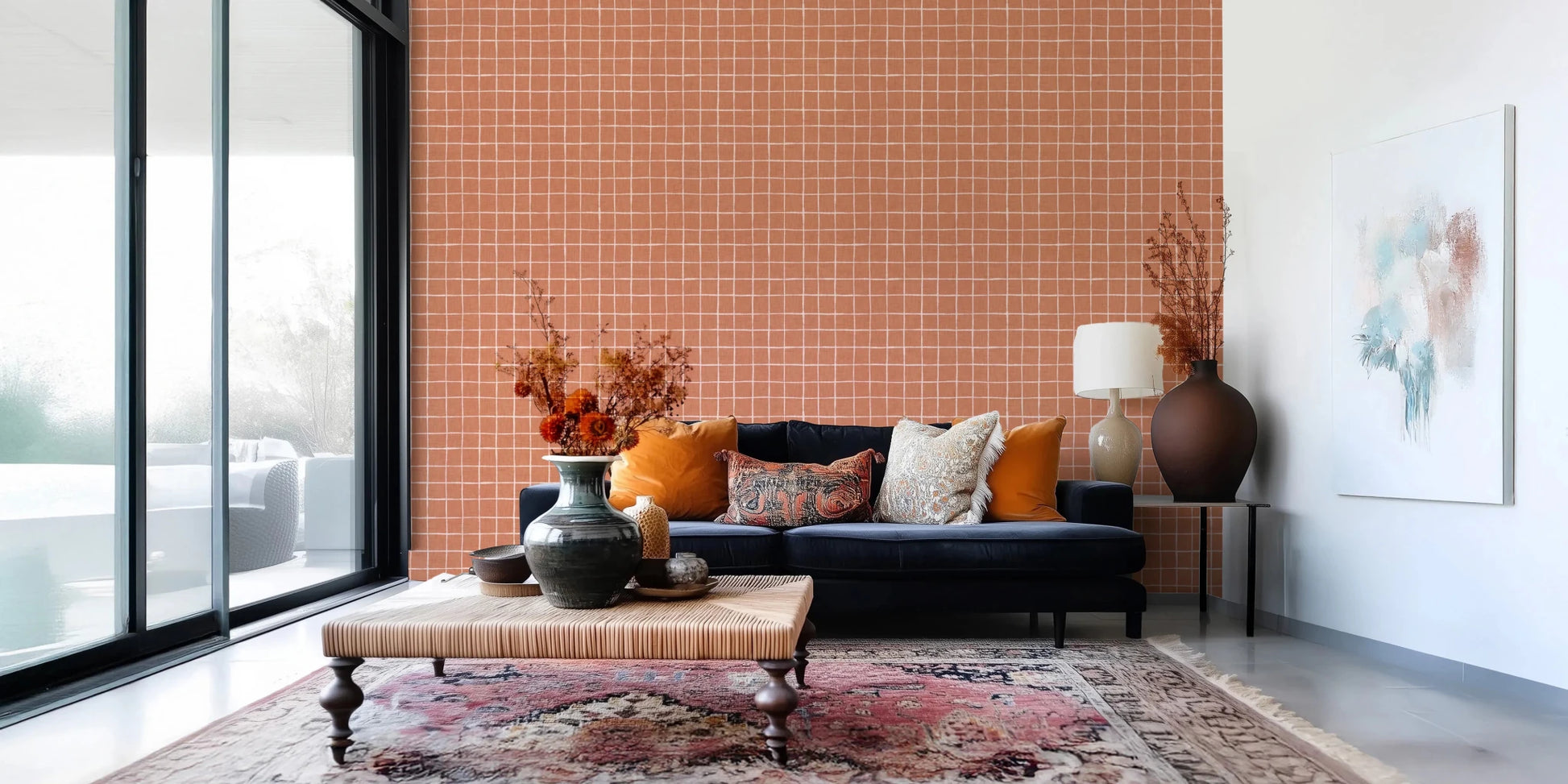 Terracotta Grid Wallpaper⁠