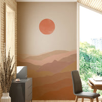 Terracotta hills mural with warm desert tones

