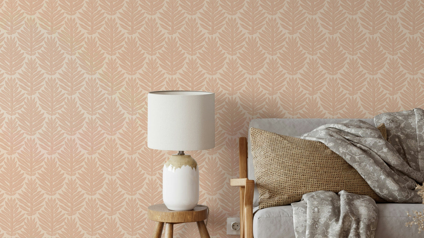 Terracotta Leaf Scallop Jewel Jungle Wallpaper⁠