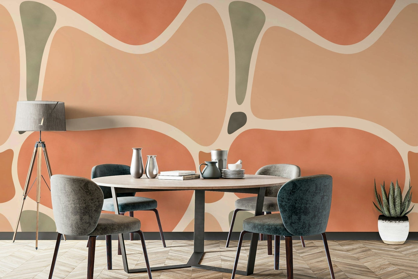 Earthy tones in a modern wall mural

