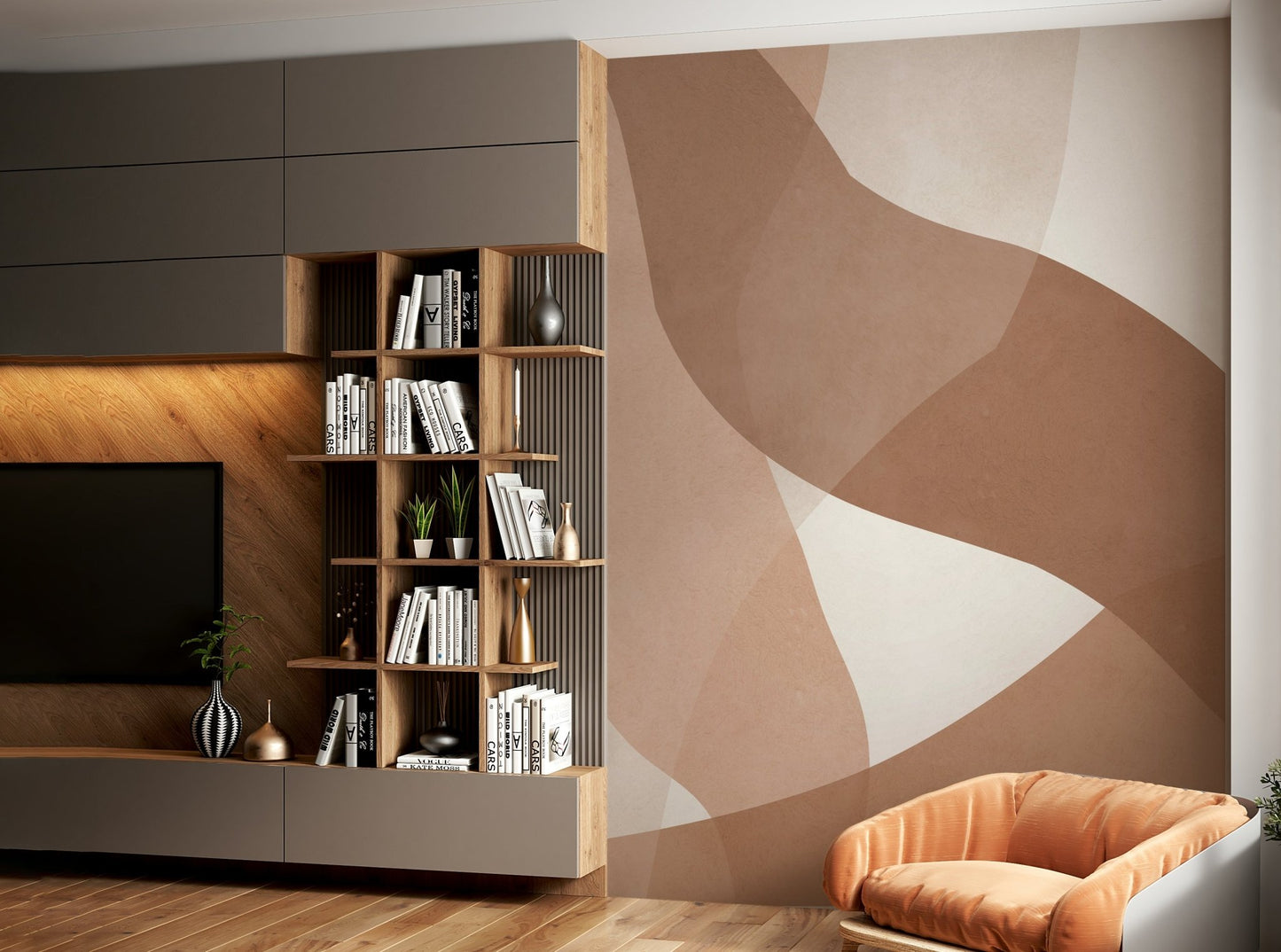 The mural gives a feeling of depth and dimension.

