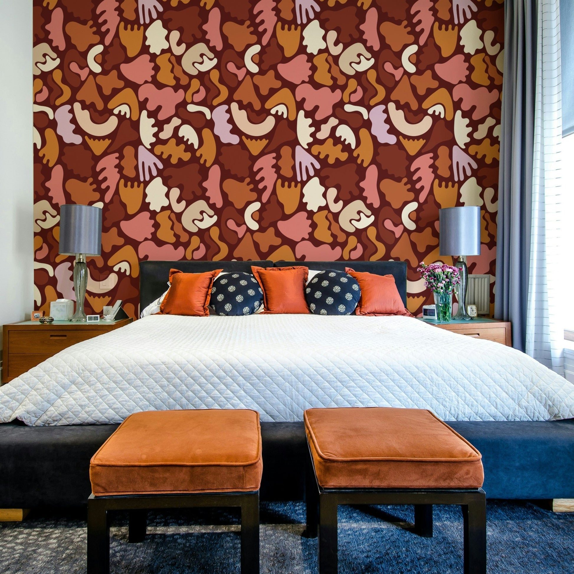 Terracotta Tides Wallpaper for inviting living room decor

