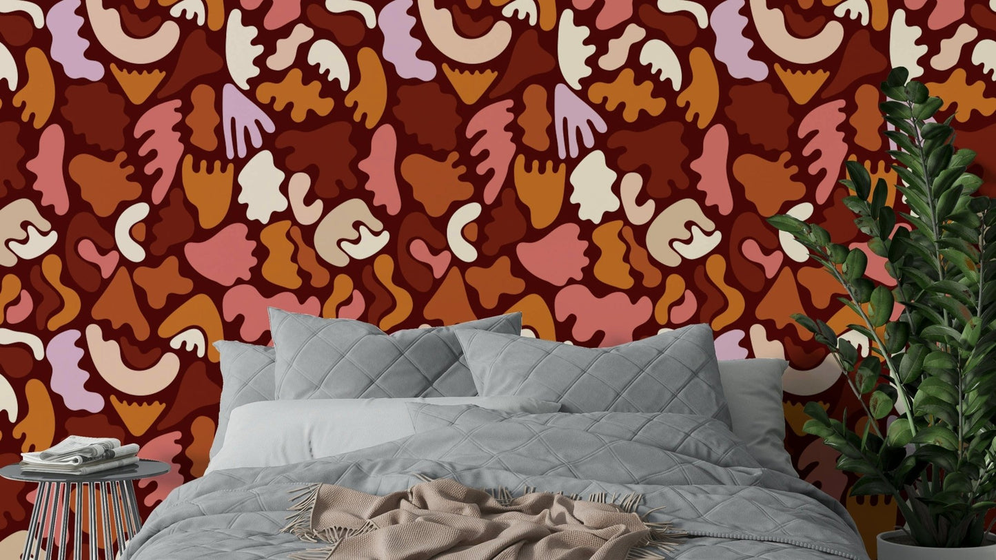 Terracotta Tides Wallpaper with earthy wave patterns

