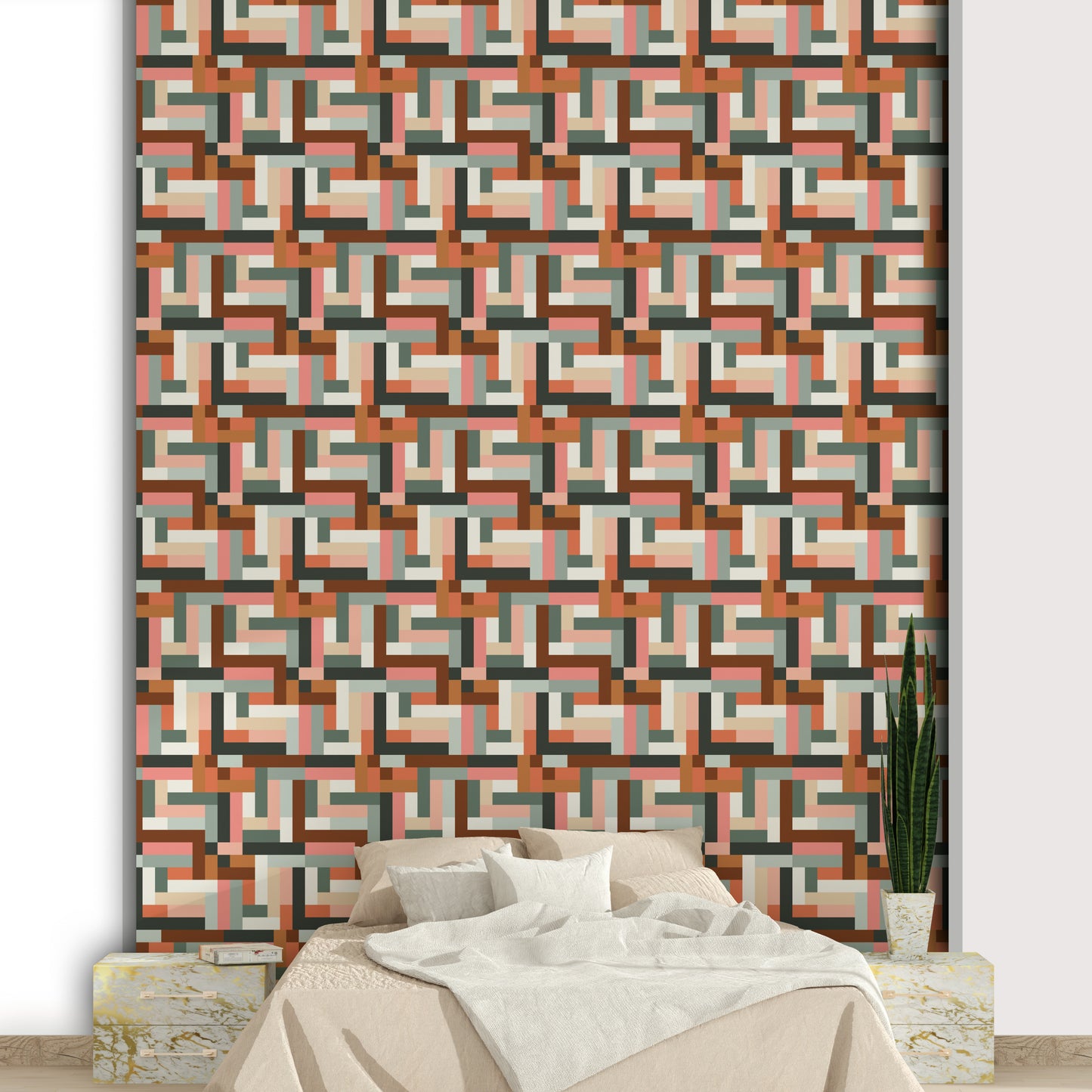 Classic tile mural wallpaper look

