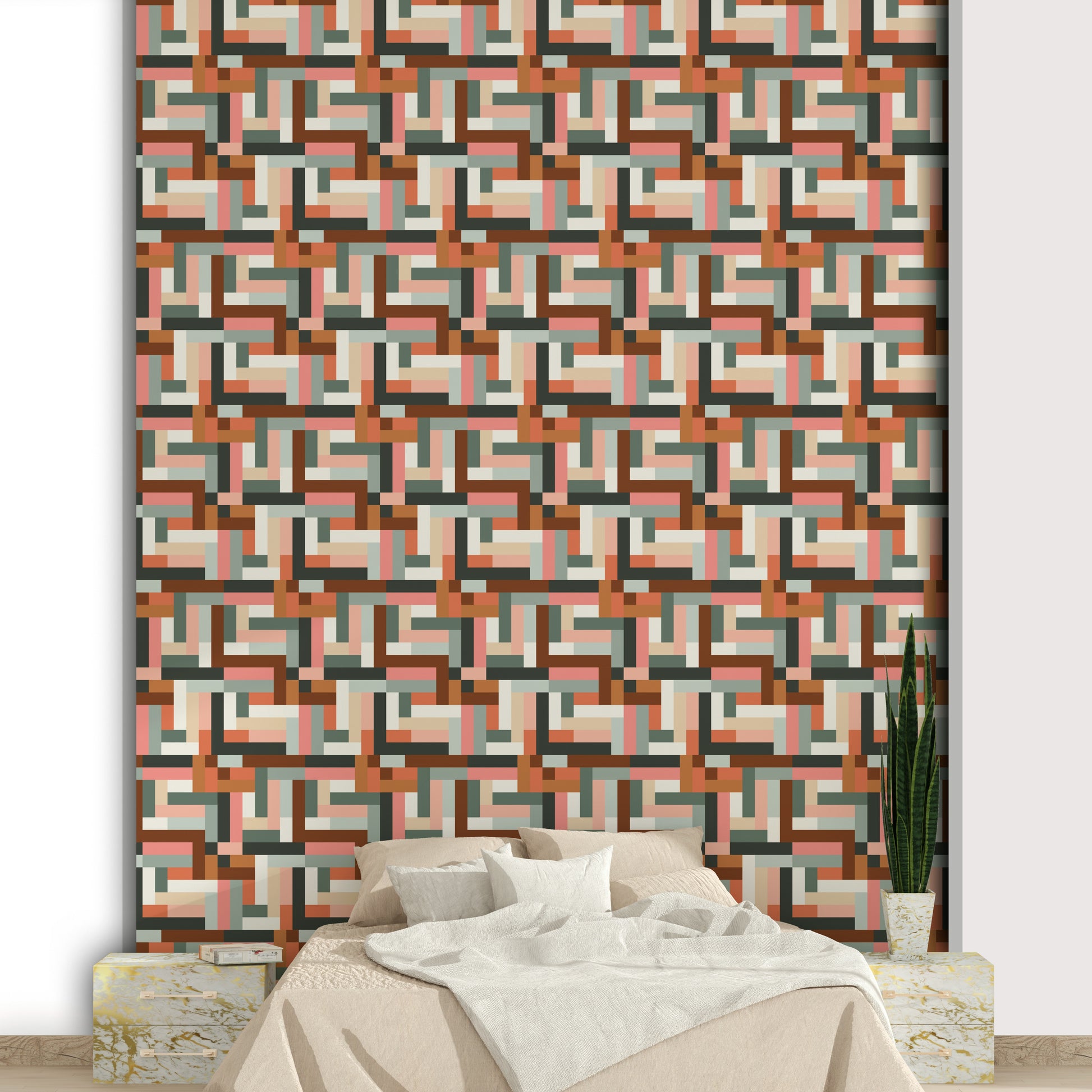 Classic tile mural wallpaper look

