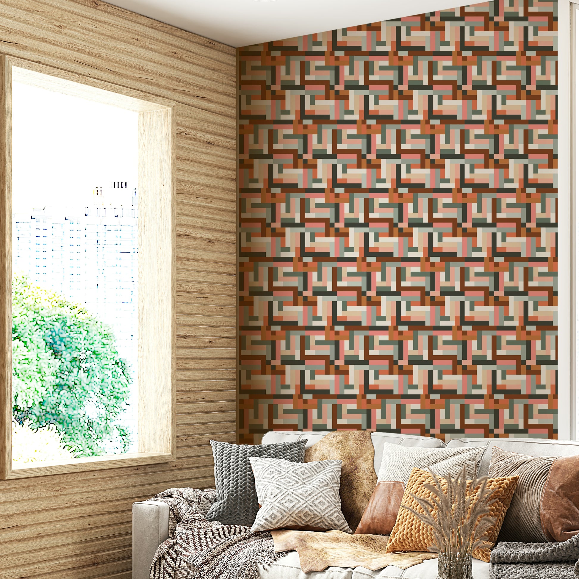 Warm tone tile wallpaper pattern

