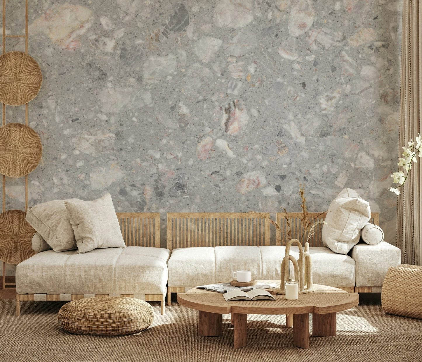 Natural Stone Tile wall mural. Authentic composite aggregate.