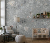 Mosaic Terrazzo Cement wallpaper. Coarse grain backdrop.
