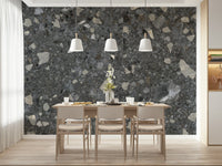 Bold Terrazzo Chips of Marble wallpaper. High-contrast pattern.