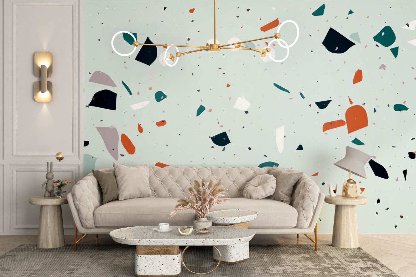 Multicolored terrazzo design mural
