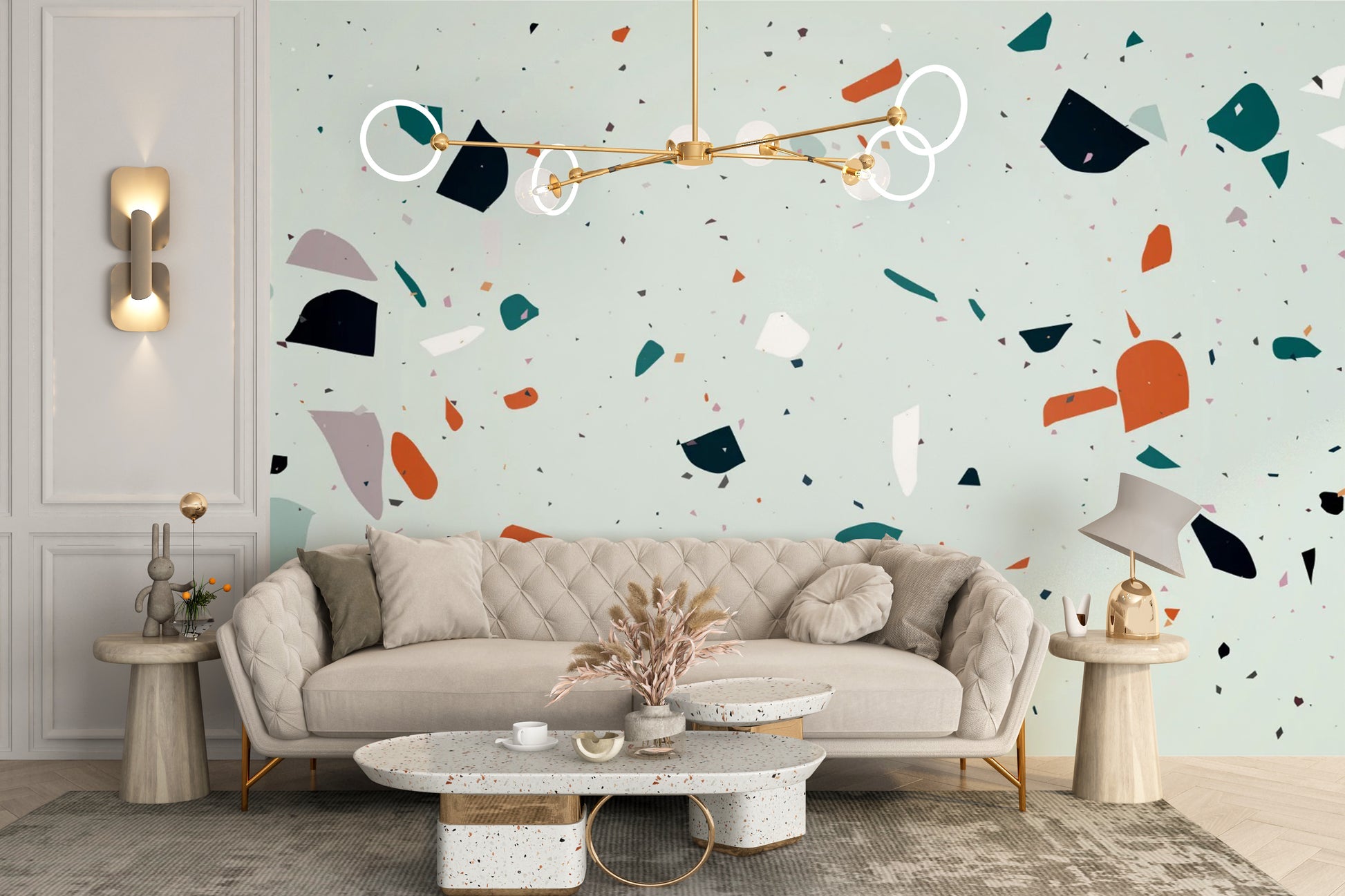 Multicolored terrazzo design mural
