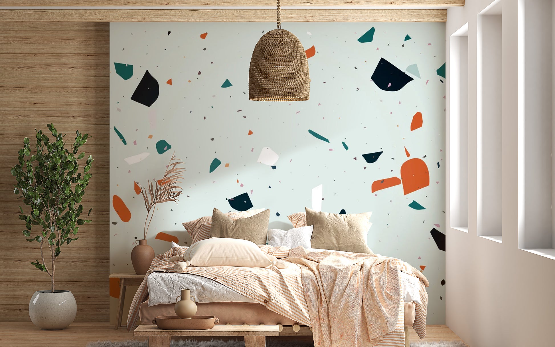 Abstract terrazzo wallpaper decor
