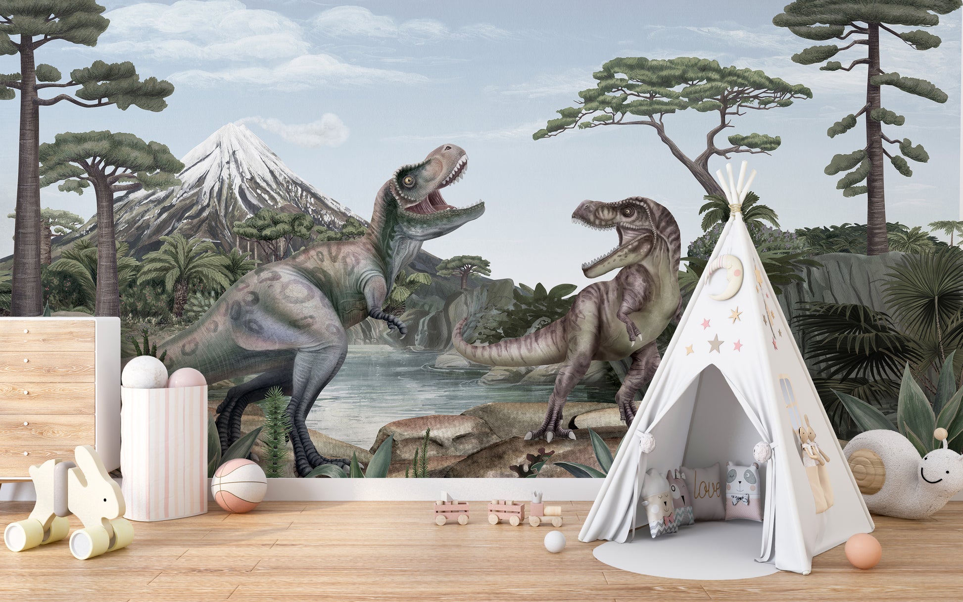 t rex tent Terrific T-Rex Dinosaur Mural Wallpaper
