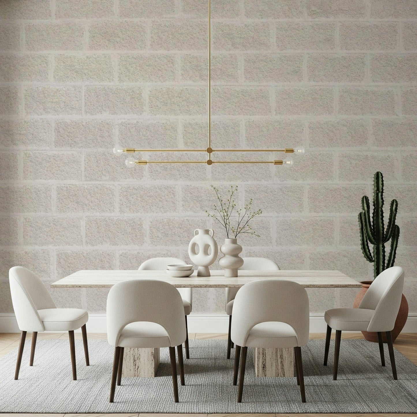 Textured beige bricks mural blending soft earth tones and rough surface for stylish accent walls.