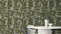 Nature-inspired wallpaper featuring raised leaf patterns

