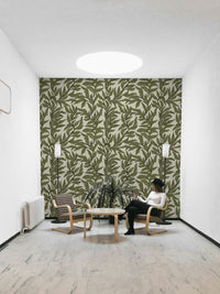 Leaf pattern wallpaper with textured background

