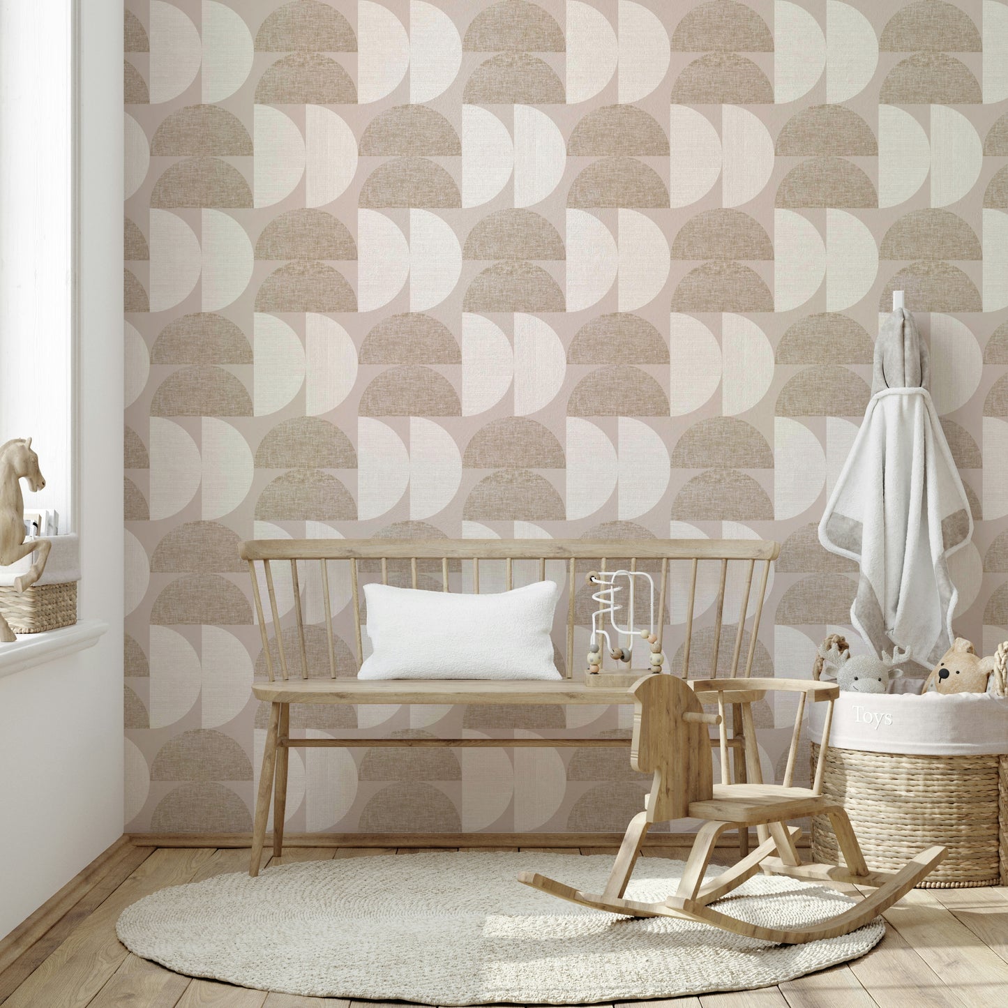Neutral geometric fabric look wallpaper

