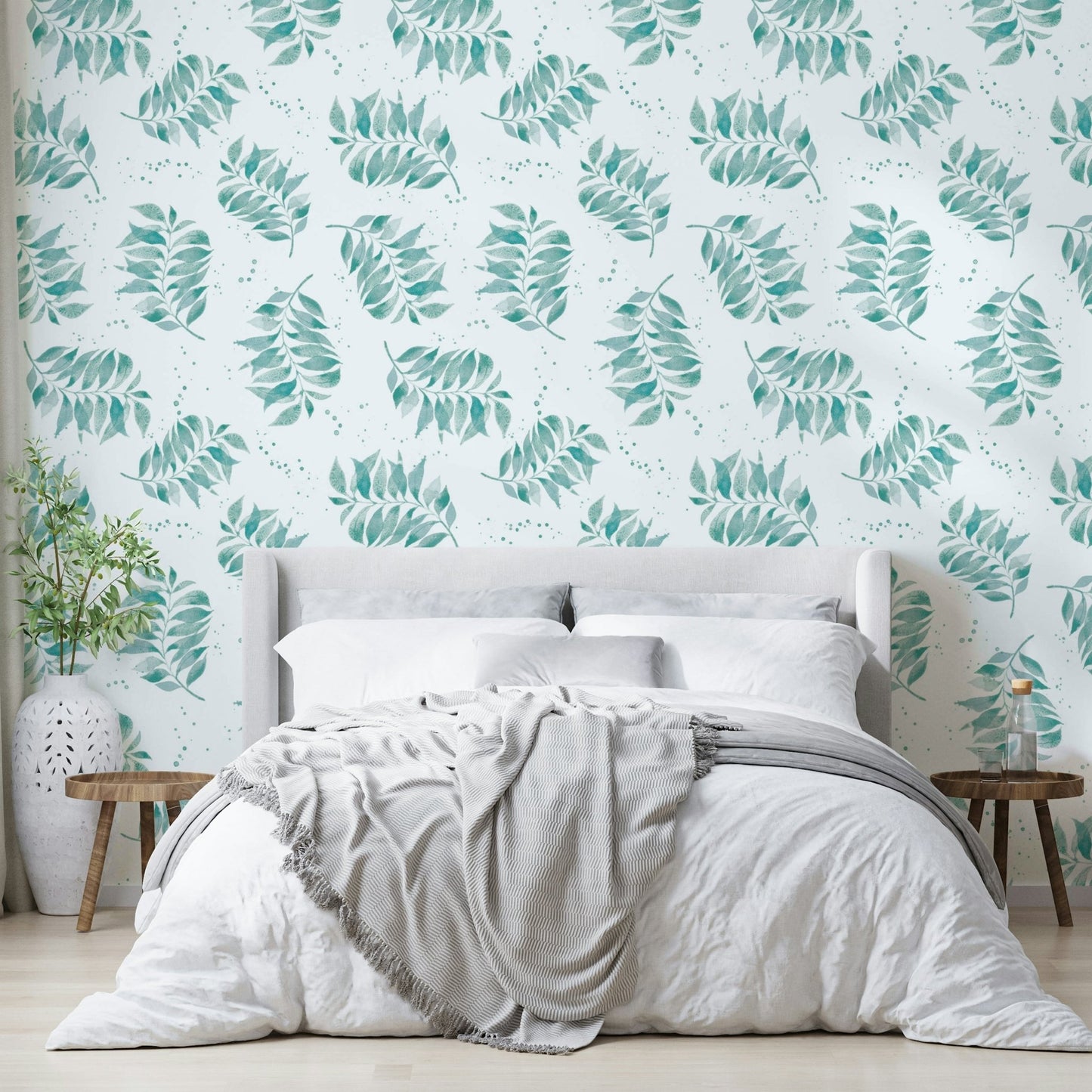 Serene palm leaf pattern with a textured finish

