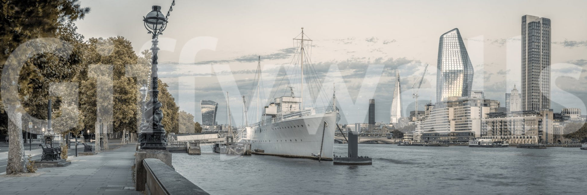Thames Panorama mural for an office space.

