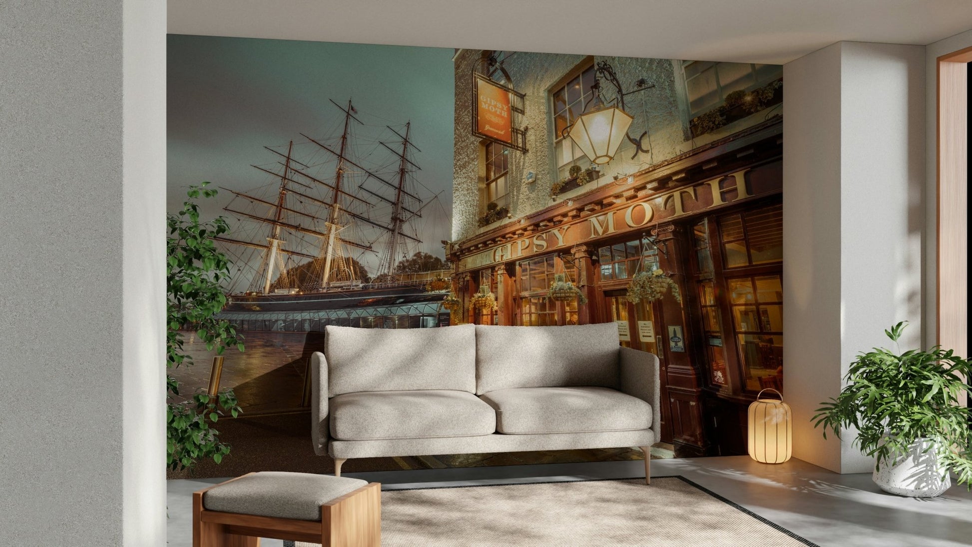 London tall ship wall mural

