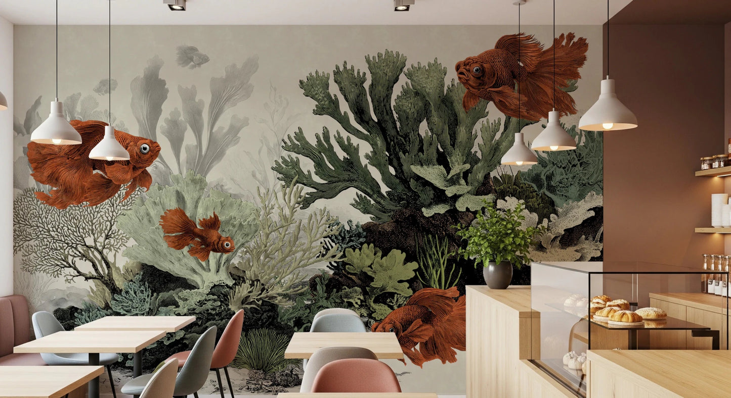 The Aquarium - Antique Paper Wall Mural