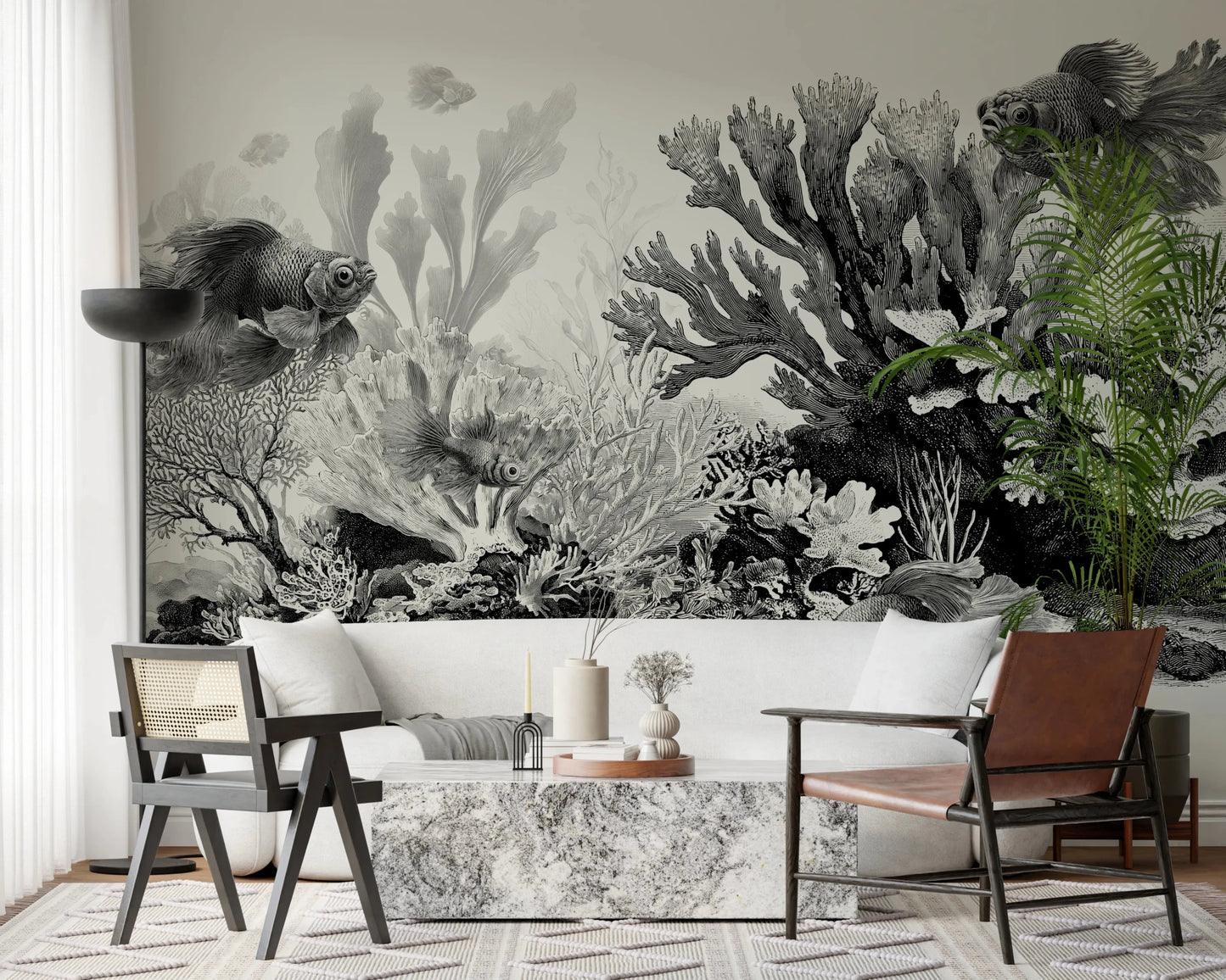 The Aquarium - Black & Cream Wall Mural