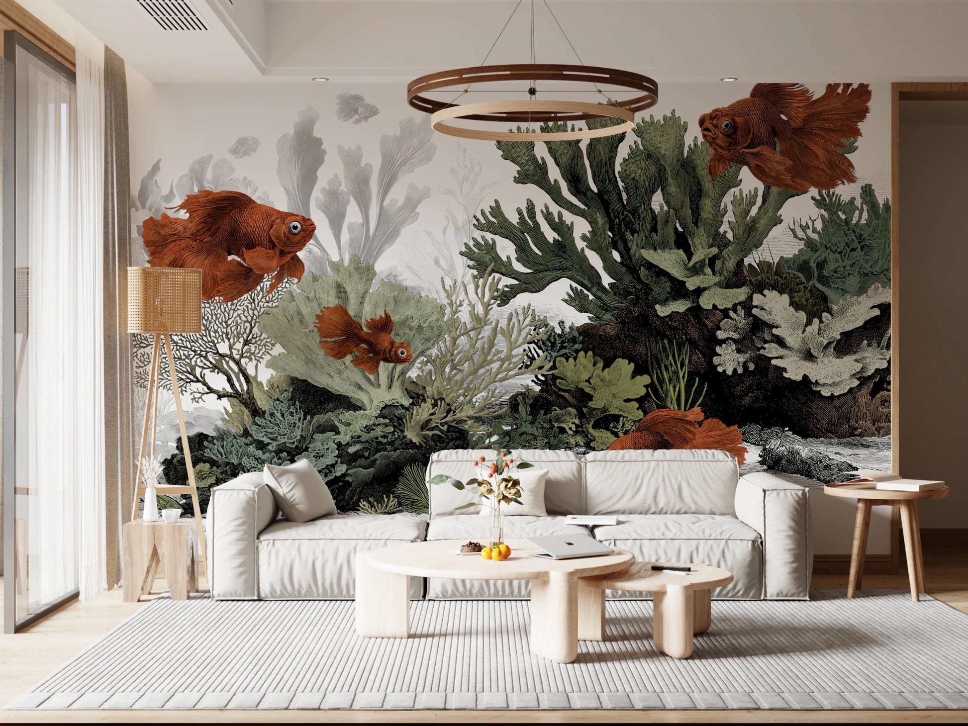 The Aquarium - Clean White Wall Mural | Vintage Marine Art