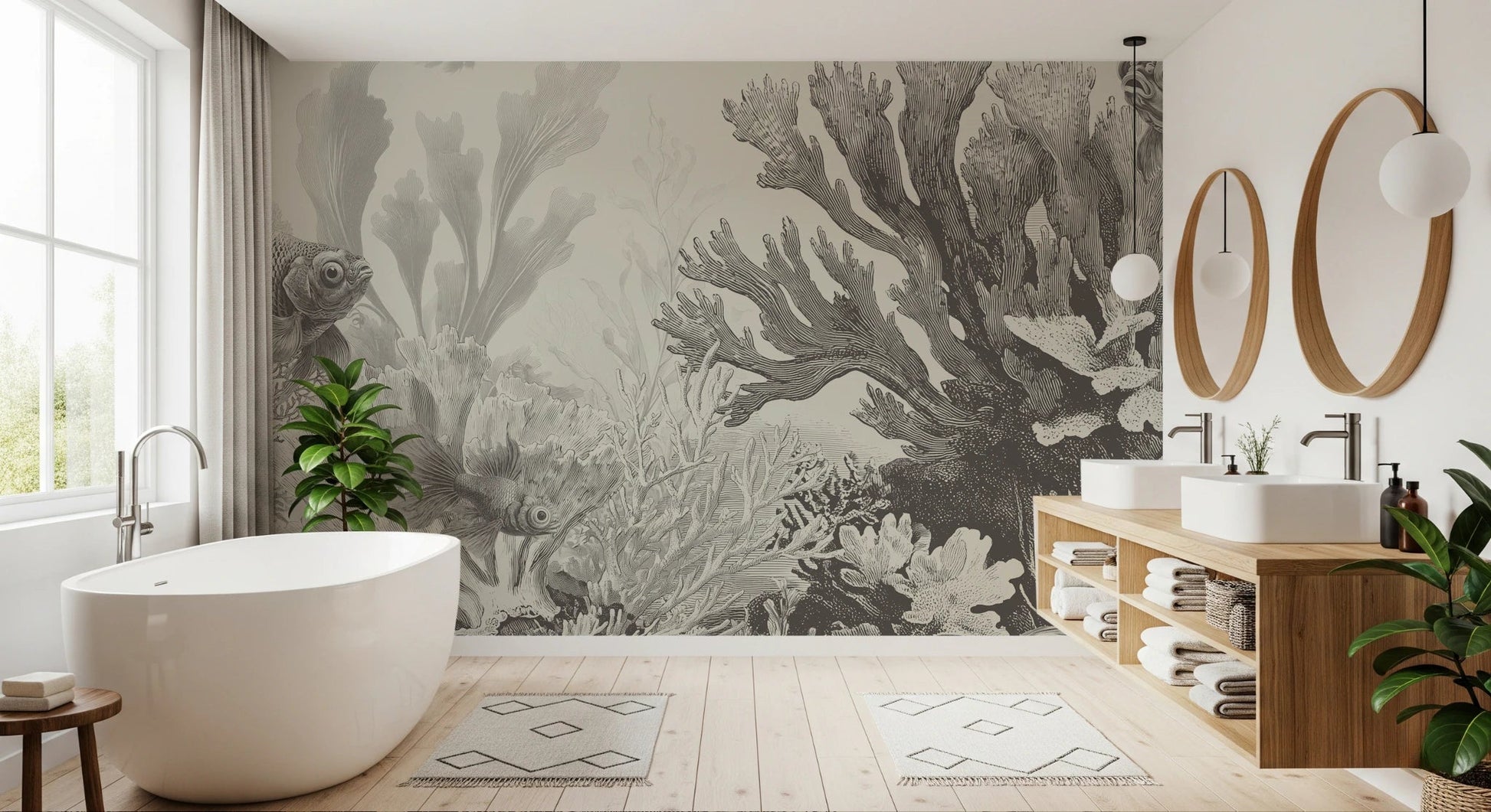 The Aquarium - Greige Wall Mural