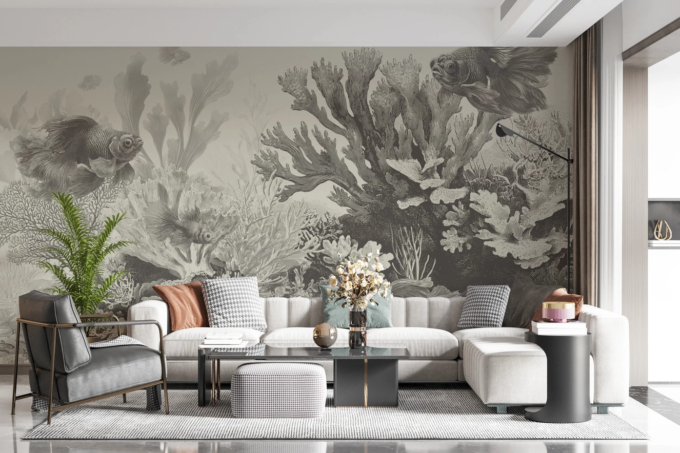 The Aquarium - Greige Wall Mural