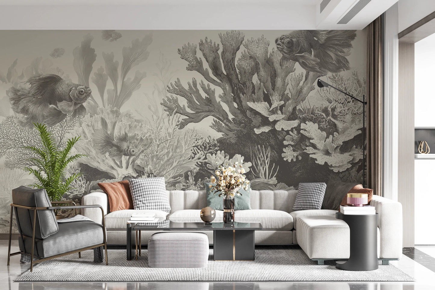 The Aquarium - Greige Wall Mural